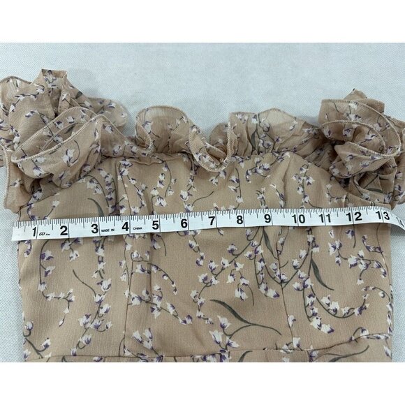 Saint Secrets Jazz Bardot Neckline Split Wide Leg Floral Jumpsuit Blush XS NWT - Picture 6 of 9